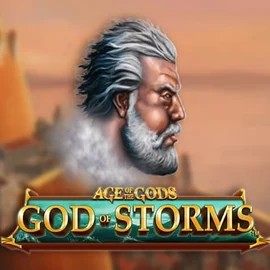 Age Of The Gods: God of Storms slot logo by Playtech at SkyHills Casino